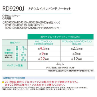 即納【2022年モデル】RD9290J 空調風神服® スマホアプリ対応!バッテリーセット